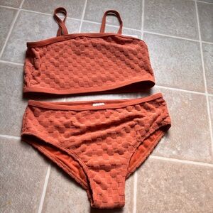 Textured Orange Bikini Set
